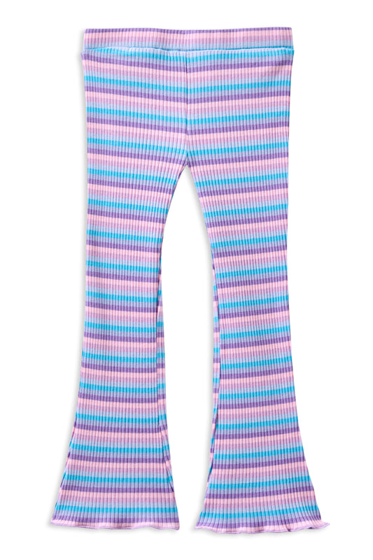 Milky Lilac Stripe Rib Flared Legging
