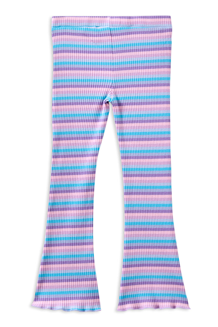 Milky Lilac Stripe Rib Flared Legging