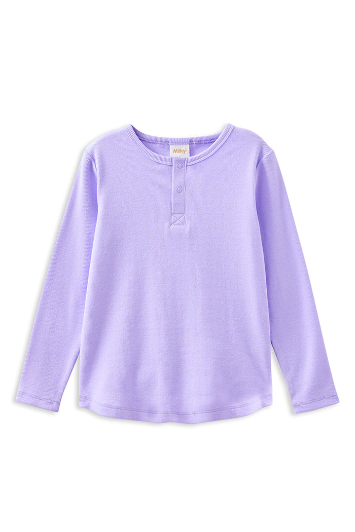 Milky Lavender Henley Long Sleeve Tee