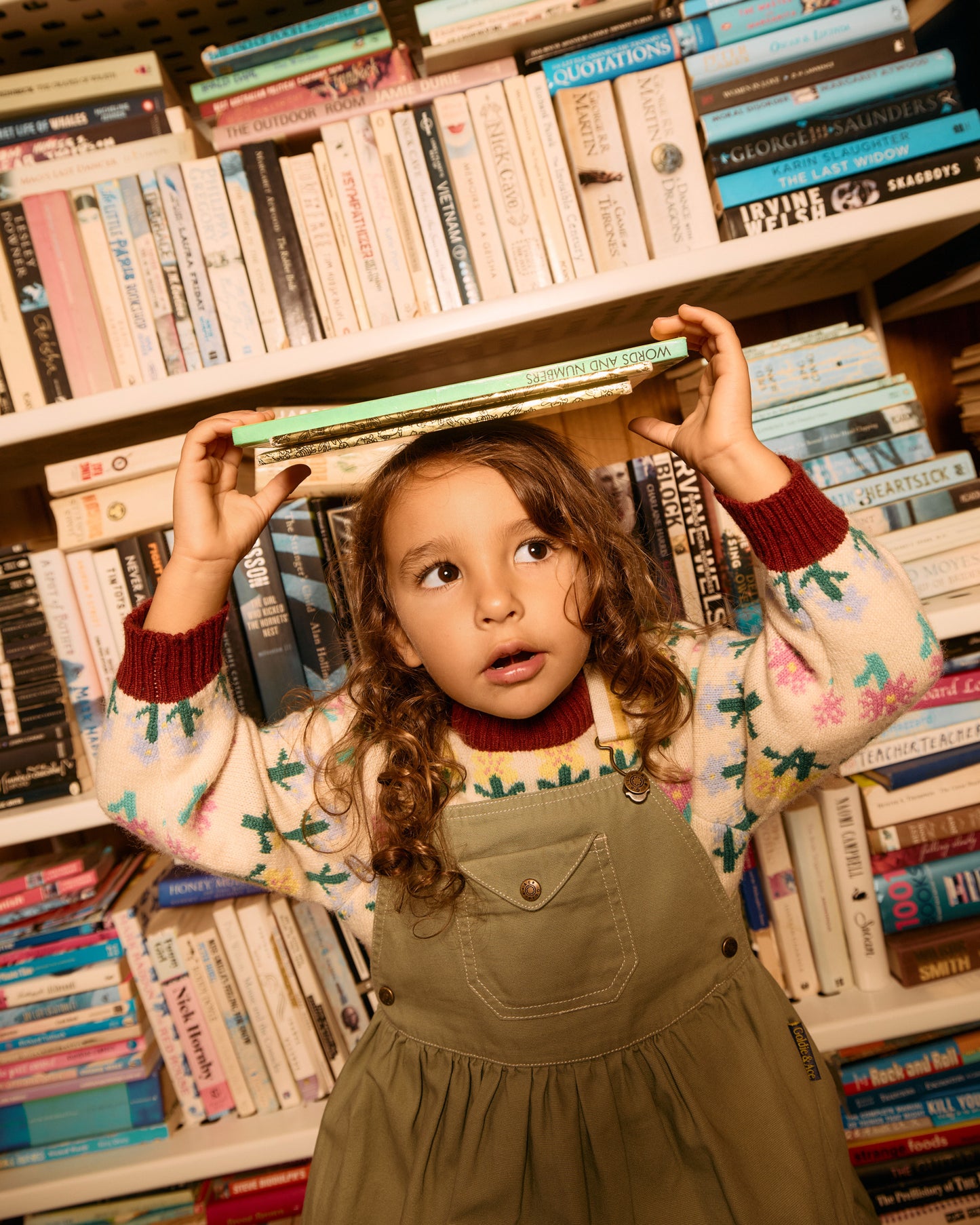 Goldie + Ace Carpenter Utility Pinafore Dress Sage