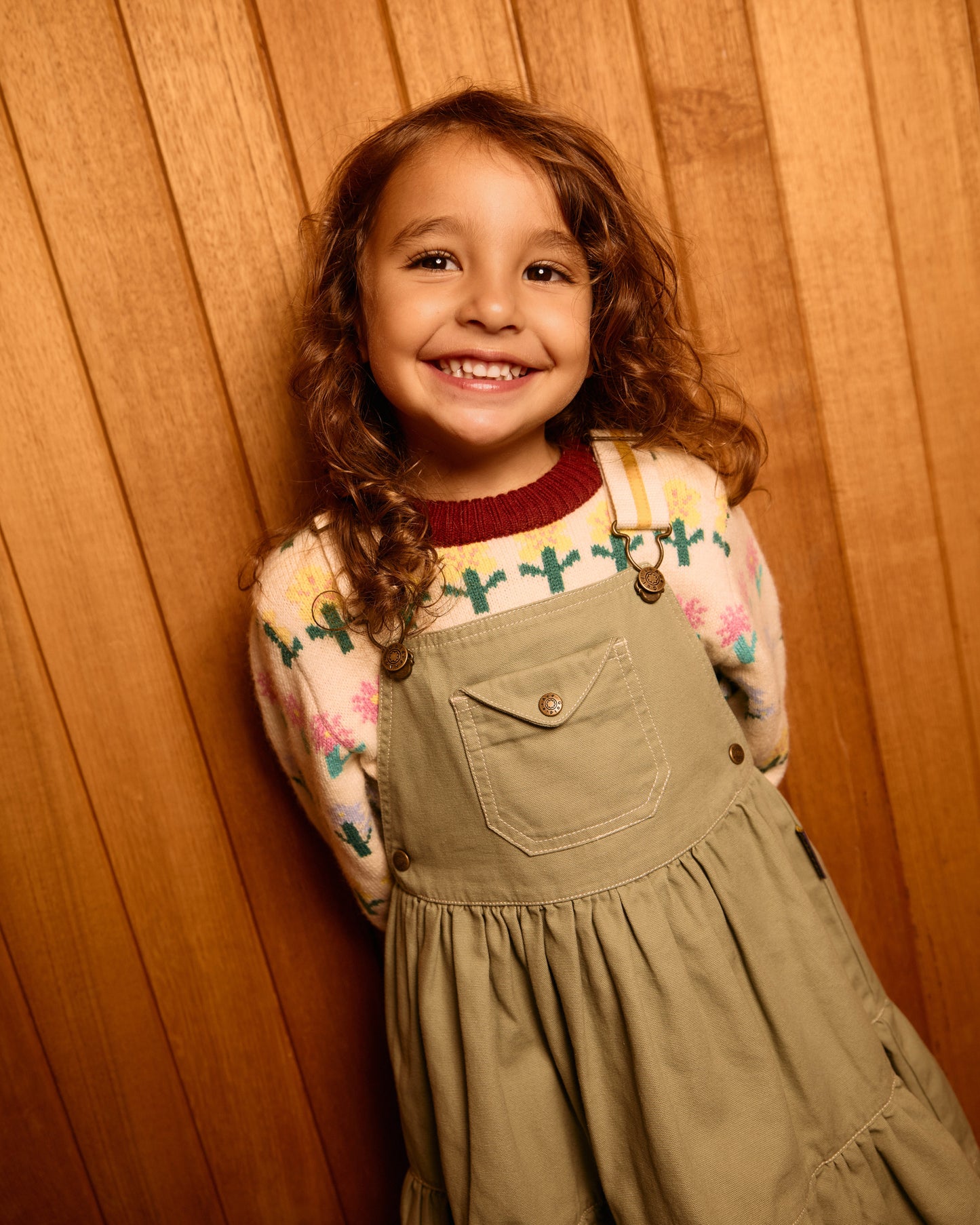 Goldie + Ace Carpenter Utility Pinafore Dress Sage