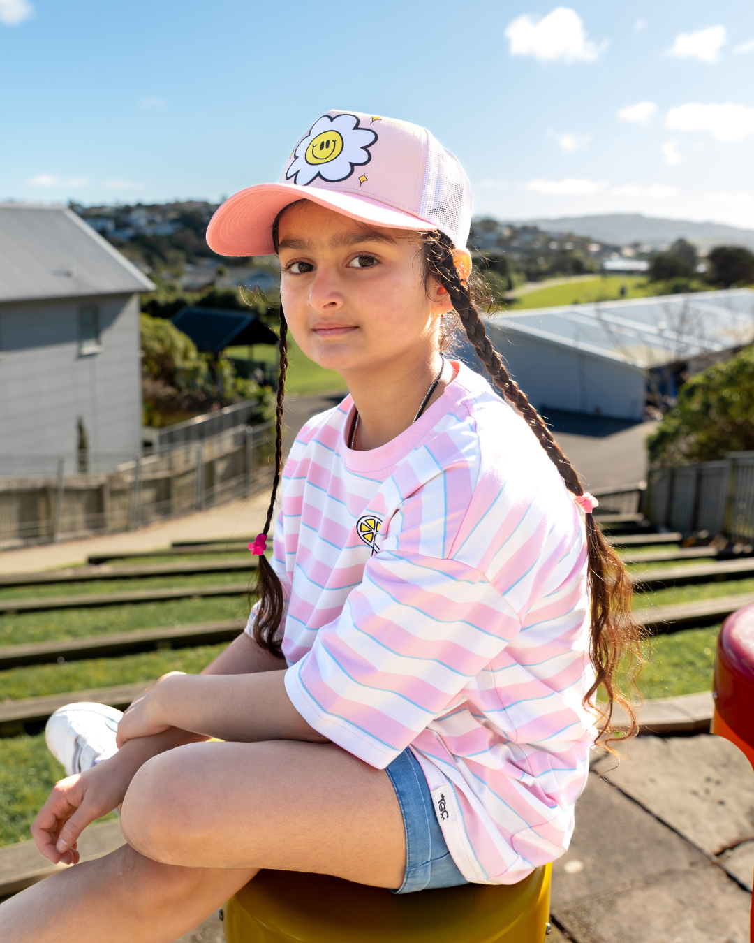 The Girl Club Pink Stripe Lemonade Boxy Tee