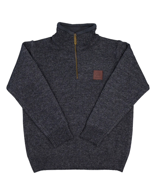 Swanndri Kid's Mariner V2 Zip Neck Sweater Charcoal Marle