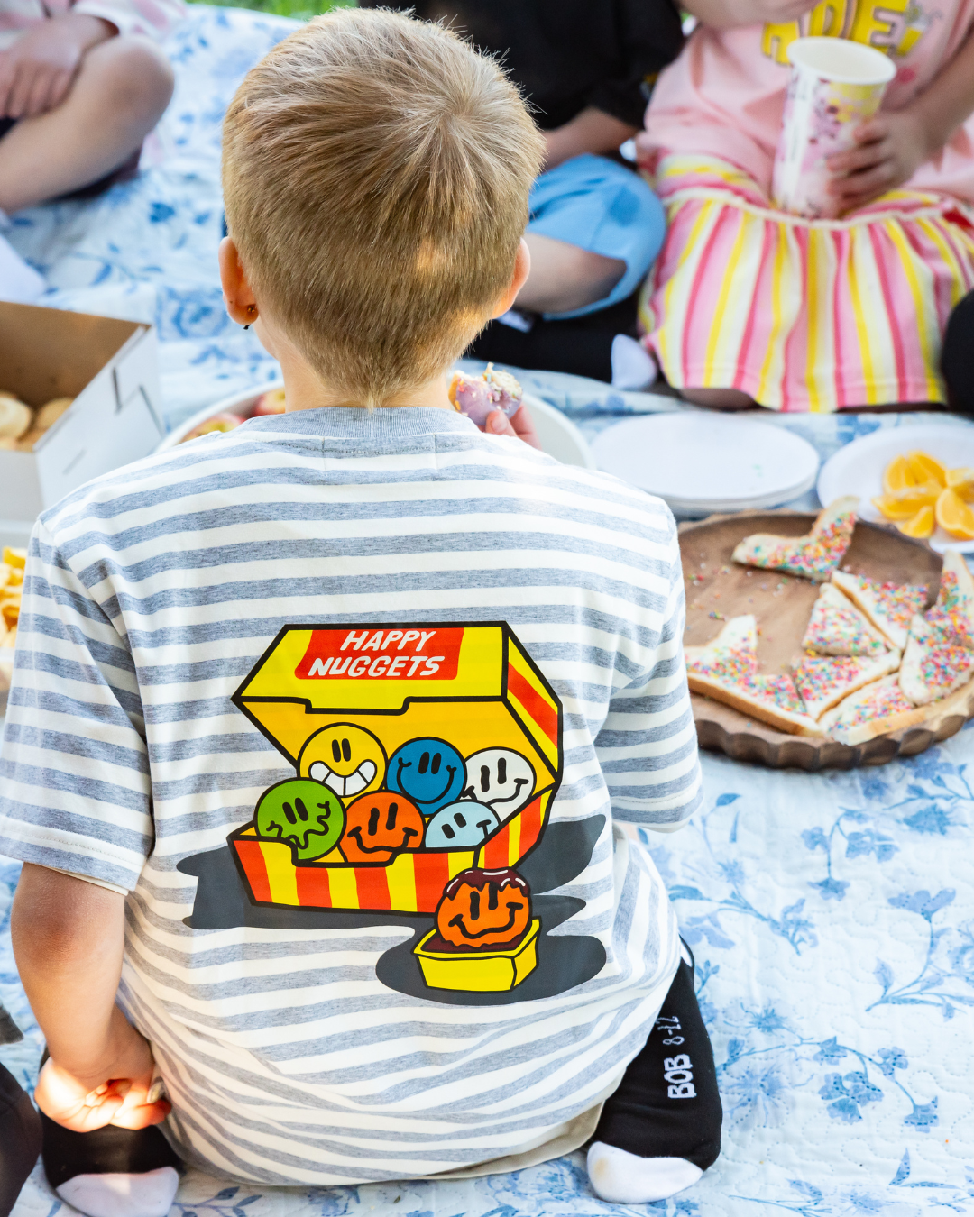 Band of Boys Grey Stripe Smile Nuggets Tee