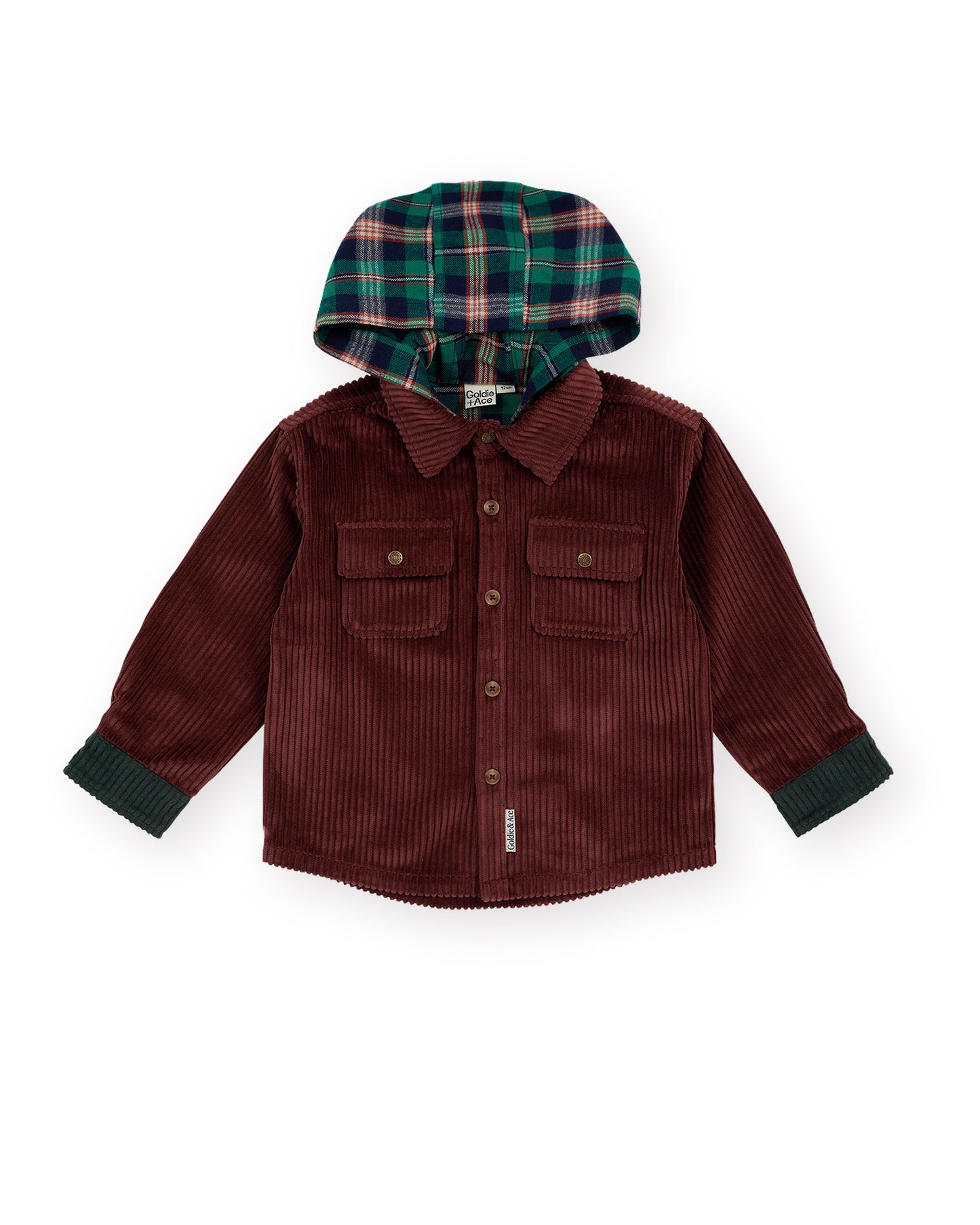 Goldie + Ace Corduroy Hooded Shirt Brown