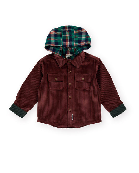 Goldie + Ace Corduroy Hooded Shirt Brown
