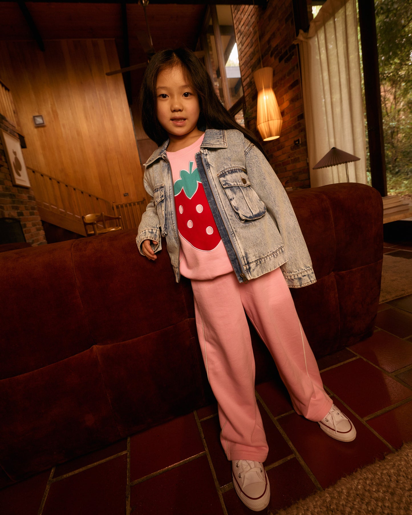 Goldie + Ace Jumbo Strawberry Piped Sweater Pink