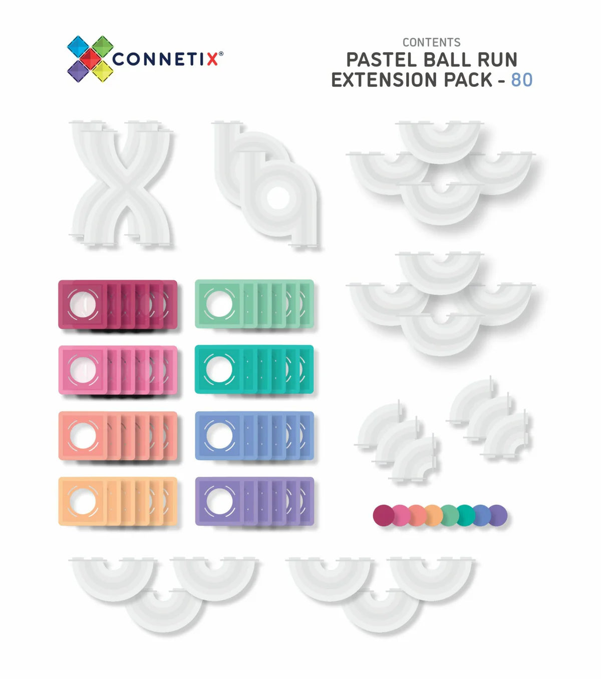 Connetix Pastel Ball Run Expansion Pack 80 pc