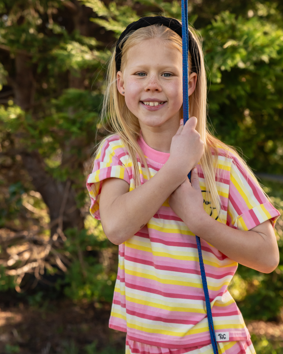 The Girl Club Coral Striped Tee