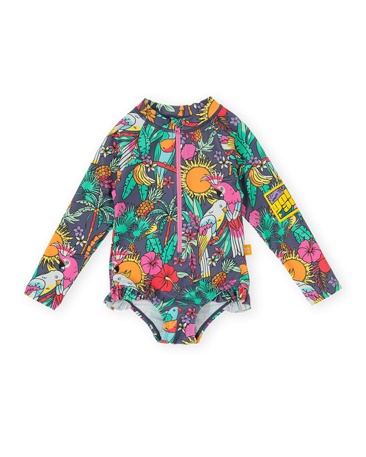 Goldie + Ace Paradise Long Sleeve Frill Swimsuit