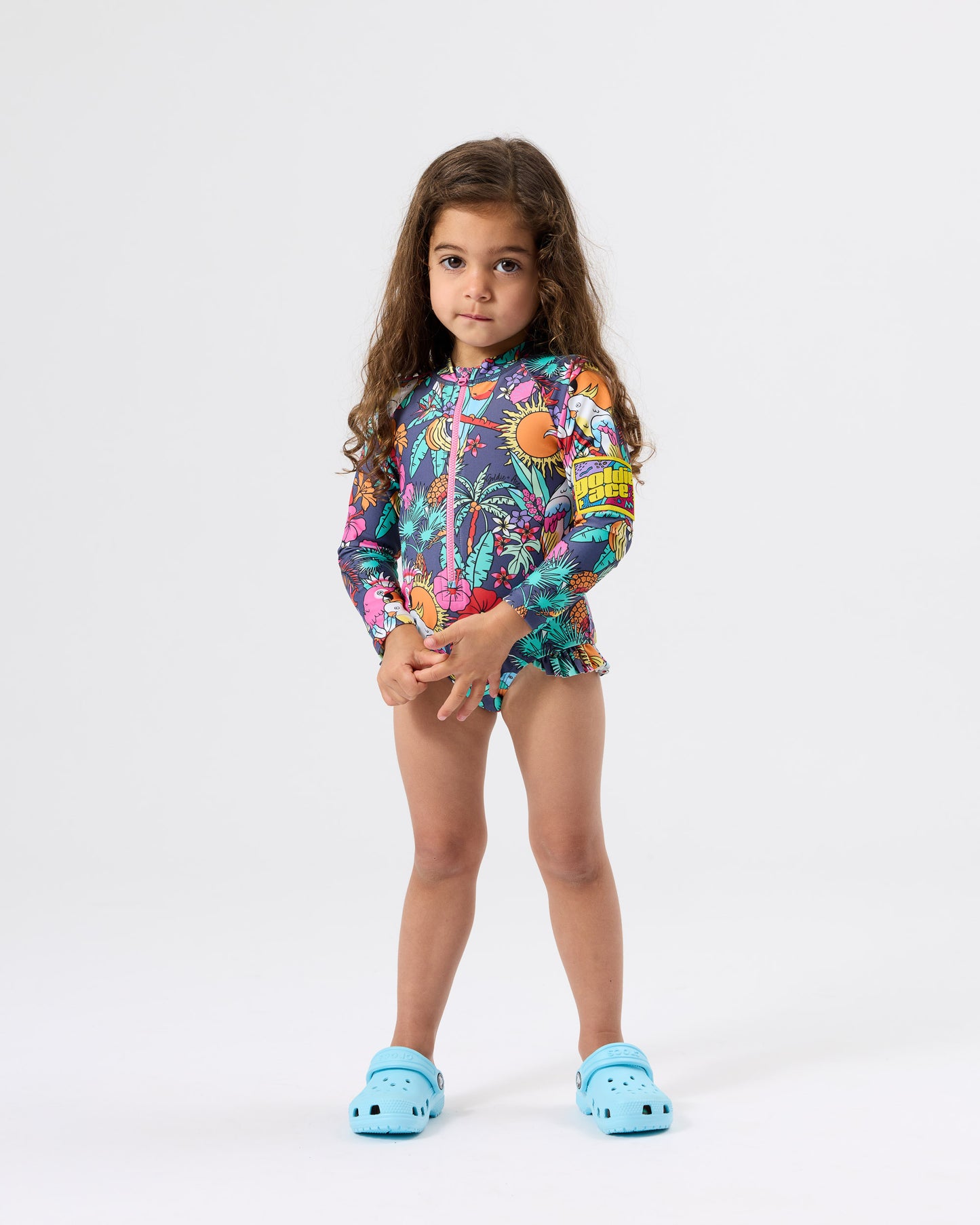 Goldie + Ace Paradise Long Sleeve Frill Swimsuit