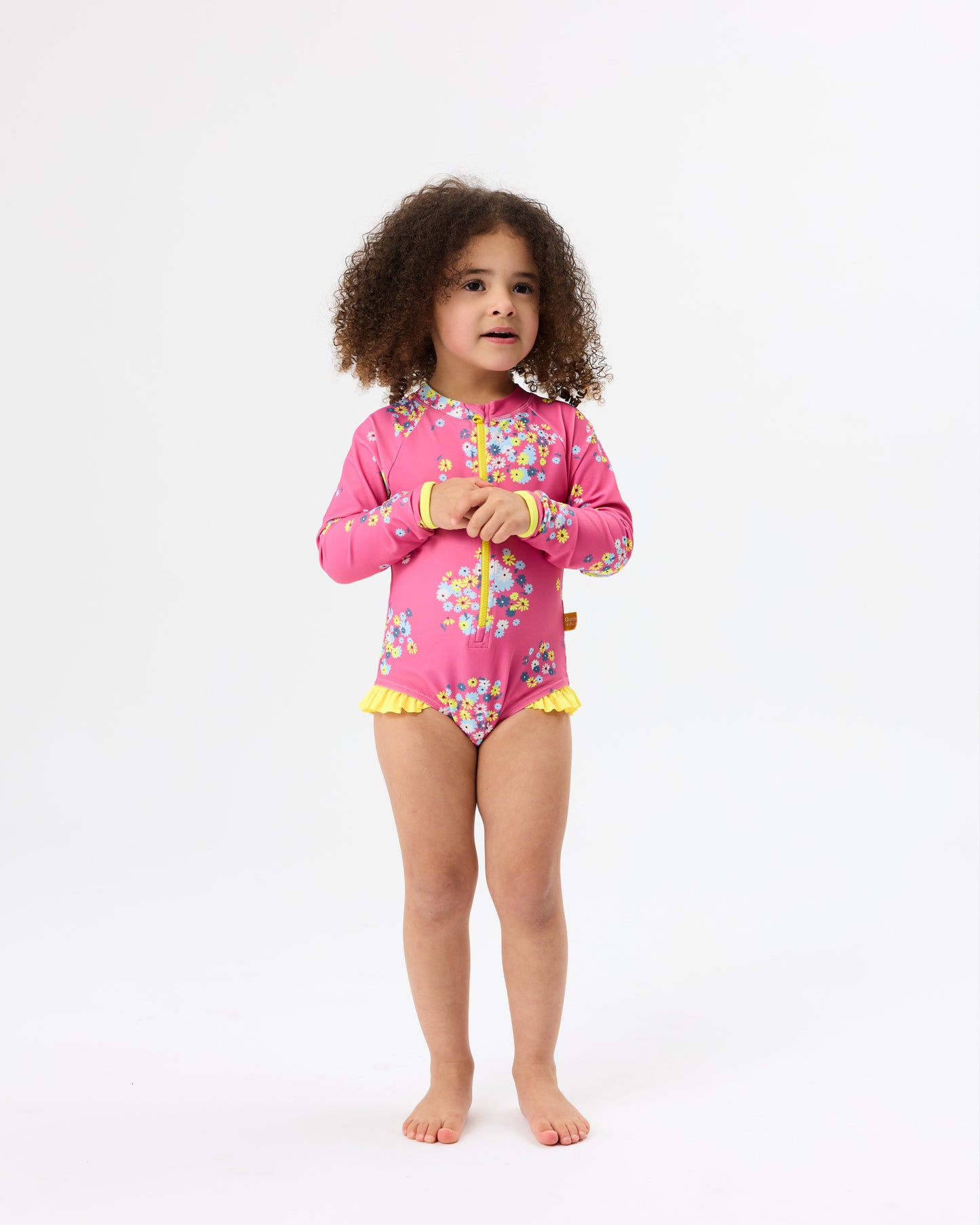 Goldie + Ace Floral Long Sleeve Frill Swimsuit