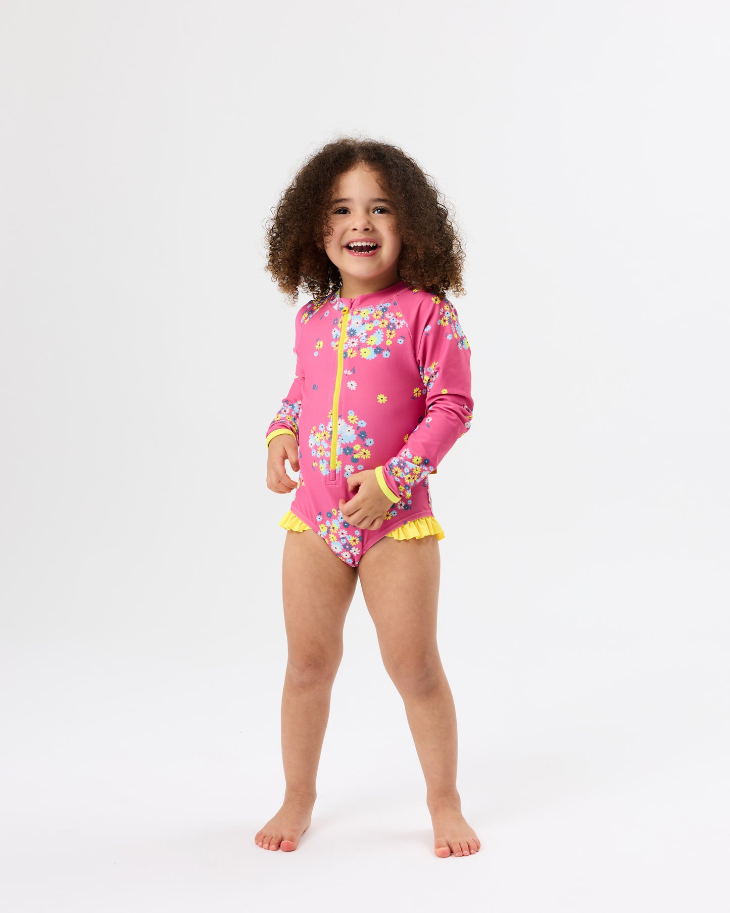 Goldie + Ace Floral Long Sleeve Frill Swimsuit