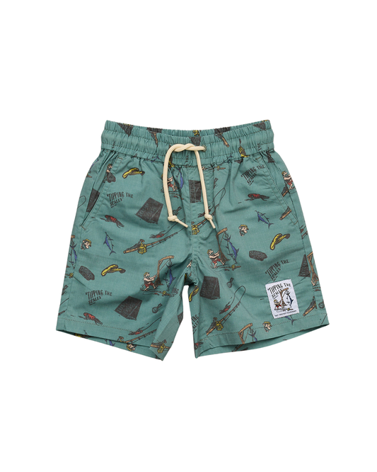 Just Another Fisherman Mini Tipping The Scales Volley Shorts Green