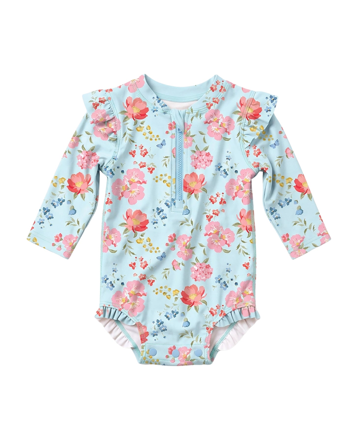 Toshi Baby Swim Long Sleeve Onesie Twinkle Aqua Garden