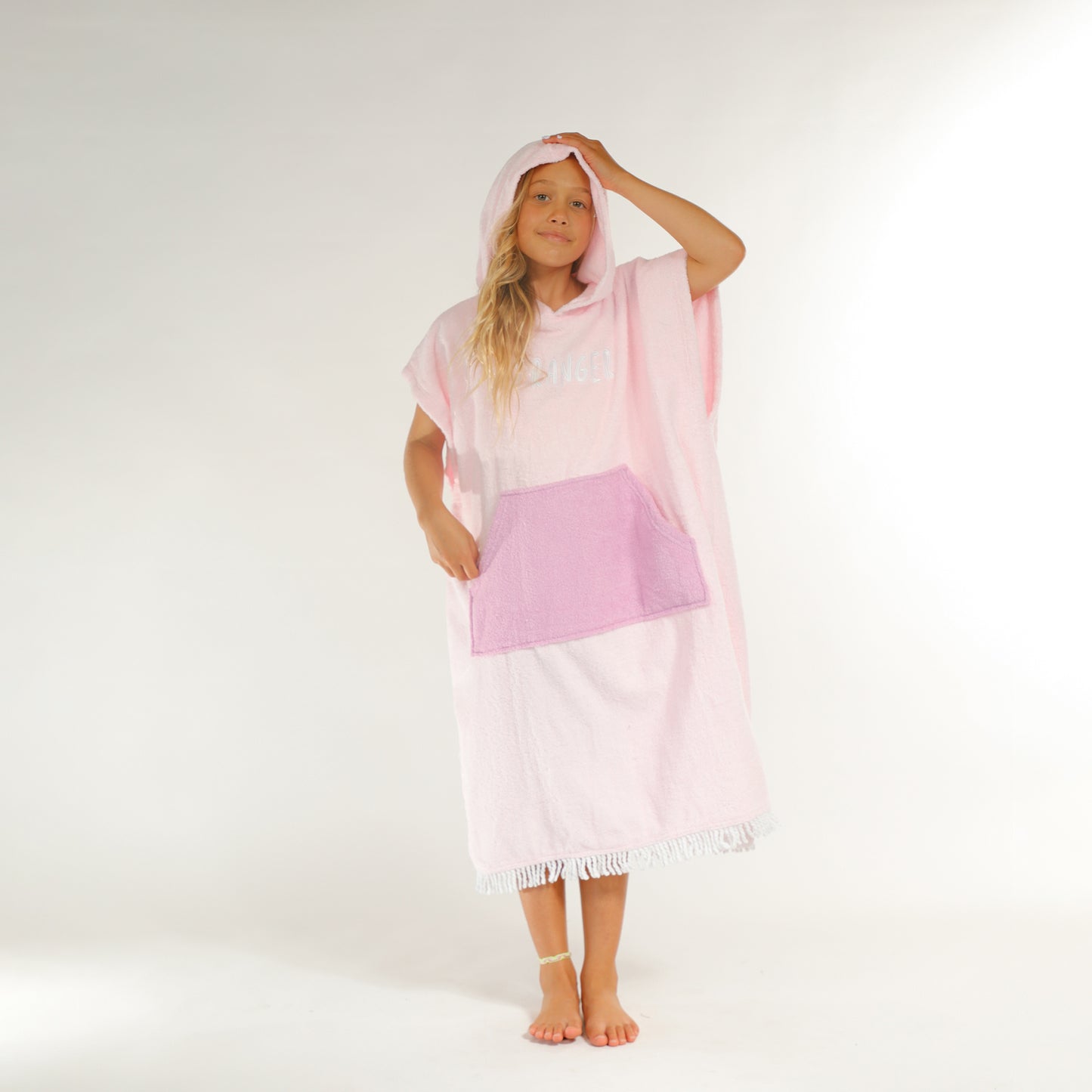 Hello Stranger Stranger Poncho Towel Pink