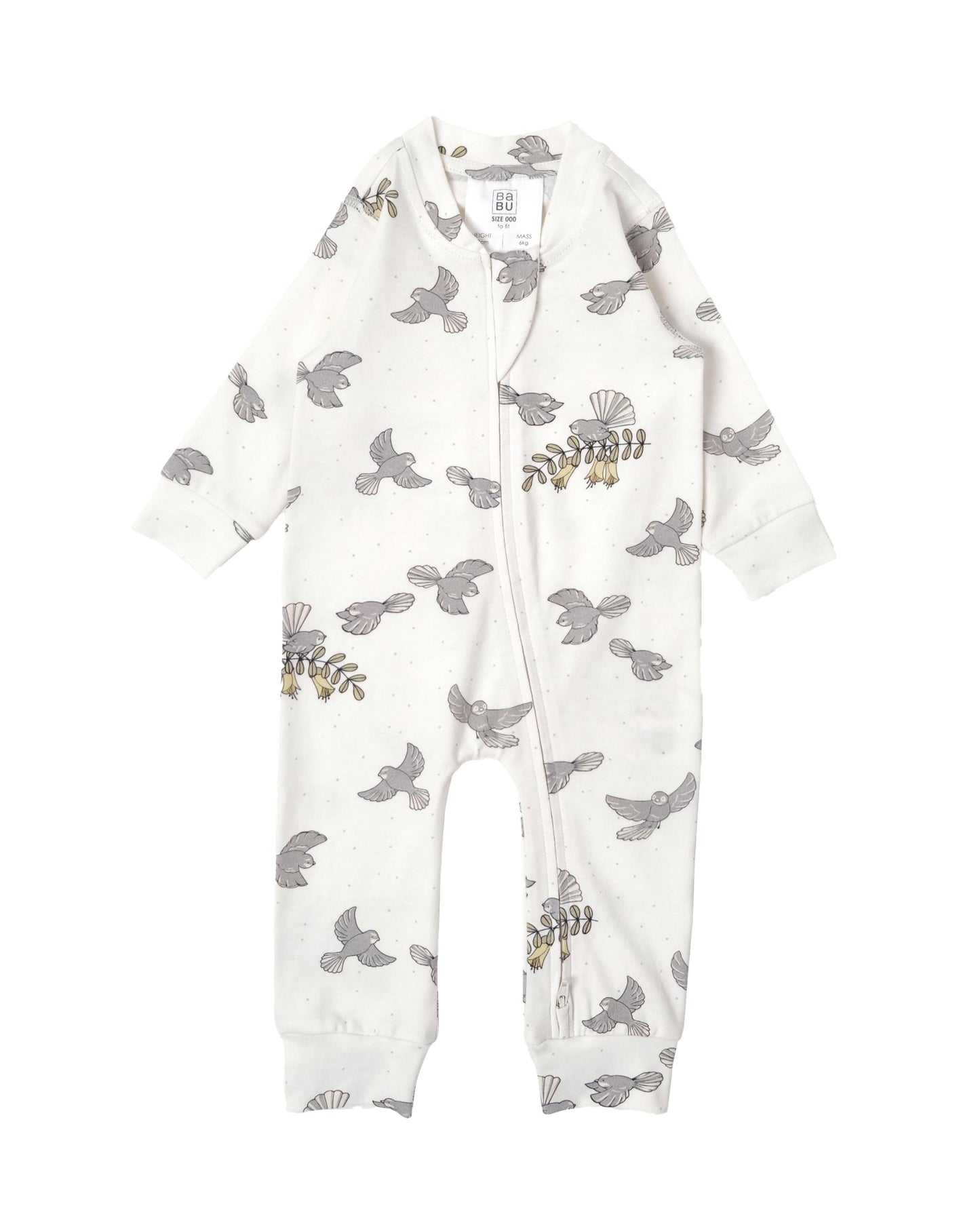 Babu Organic Cotton Long Sleeve Onesie Fantail