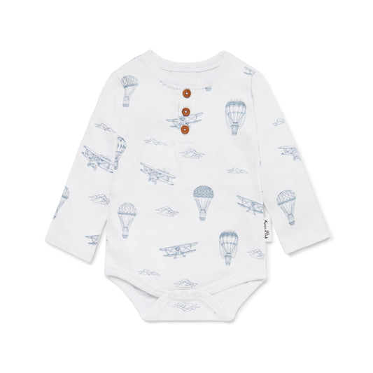 Aster & Oak Air Balloon Henley Onesie