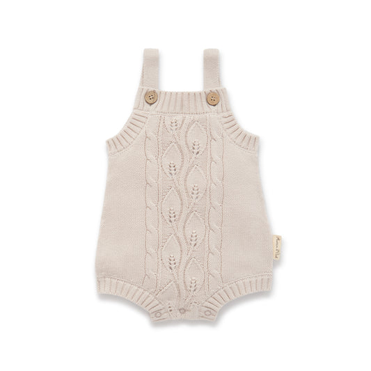 Aster & Oak Oatmeal Cable Knit Romper