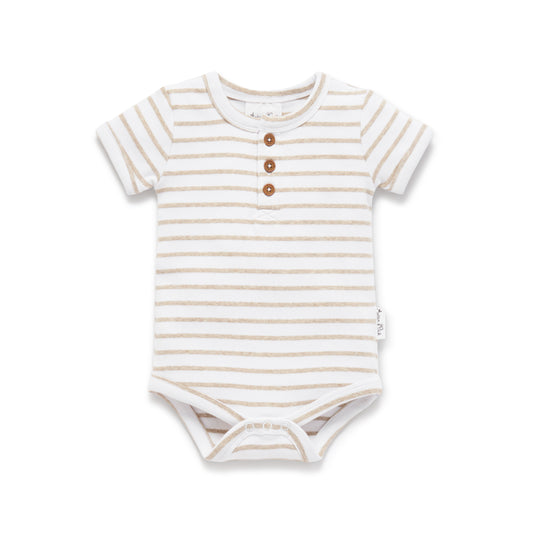 Aster & Oak Stripe Rib Henley Onesie *Pre-order*