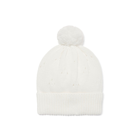 Aster & Oak Ivory Pointelle Knit Beanie