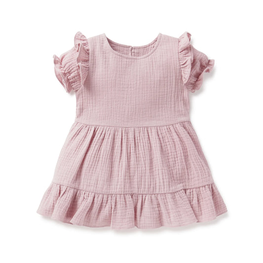 Aster & Oak Pink Muslin Ruffle Dress *Pre-order*