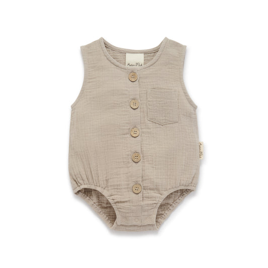 Aster & Oak Sand Muslin Bubble Romper *Pre-order*