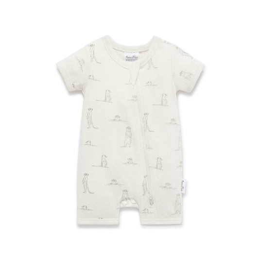 Aster & Oak Meerkat Rib Zip Romper