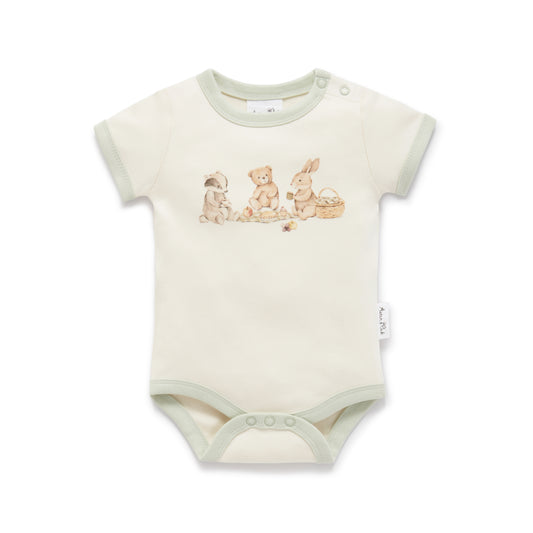 Aster & Oak Teddy Picnic Print Onesie *Pre-order*