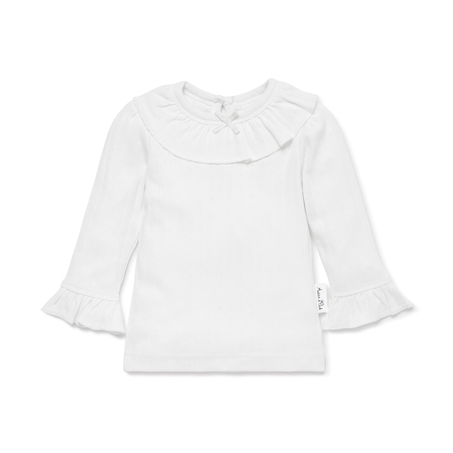 Aster & Oak White Pointelle Top