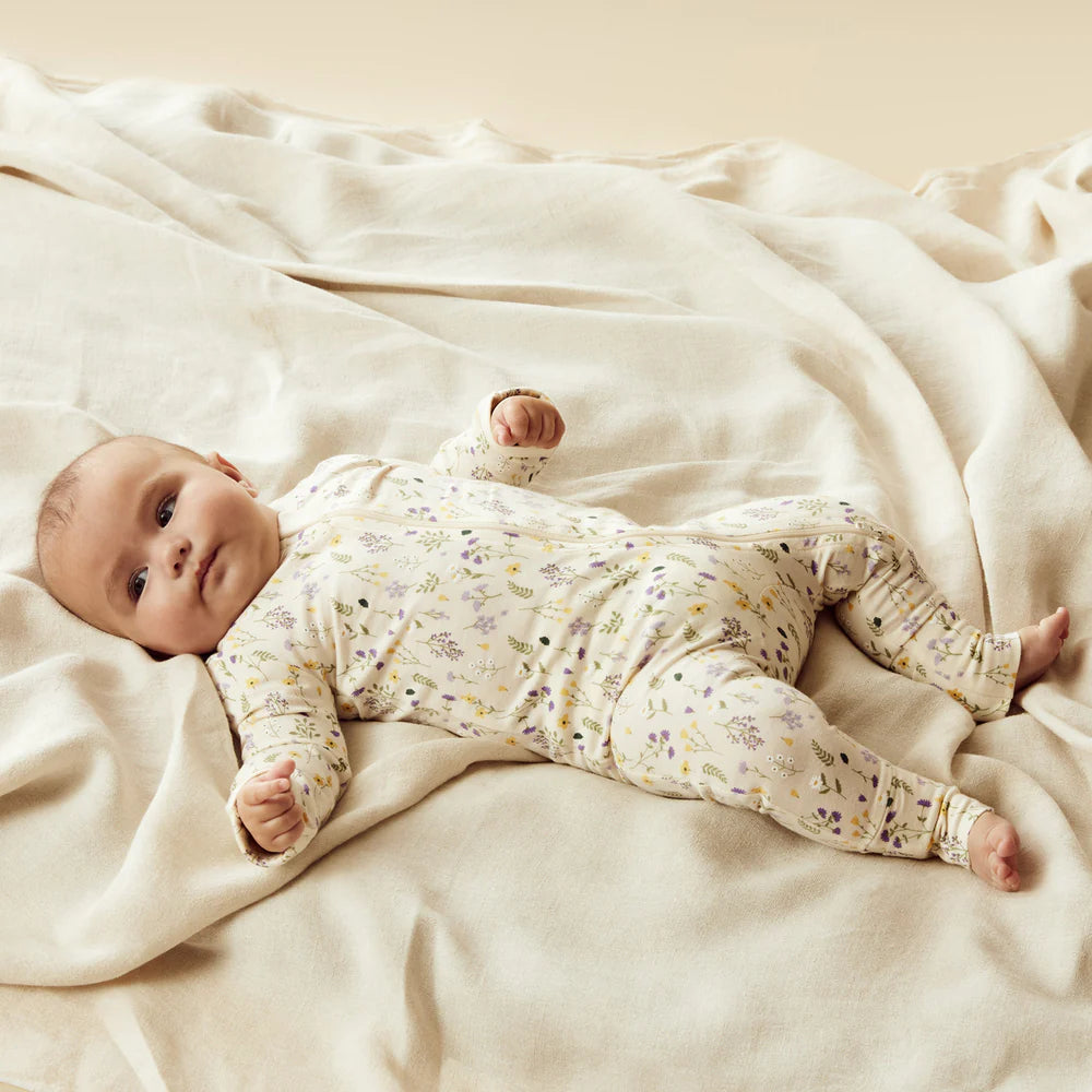 Wilson & Frenchy Organic Zipsuit with Feet Bella Floral