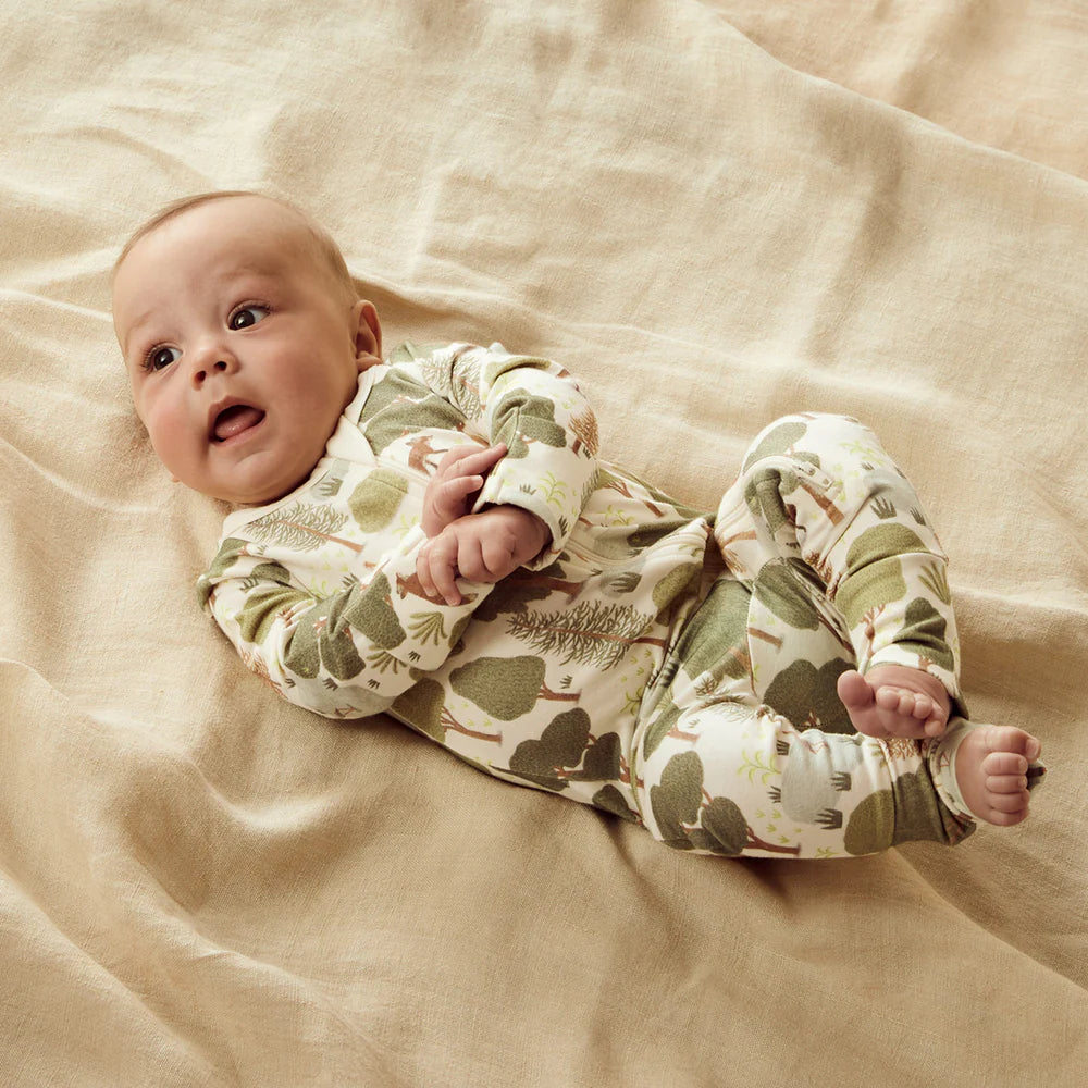 Wilson & Frenchy Organic Zipsuit with Feet Little Trees