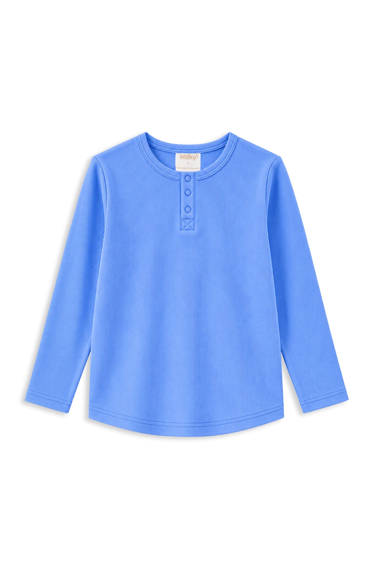 Milky Blue Henley Long Sleeve Tee