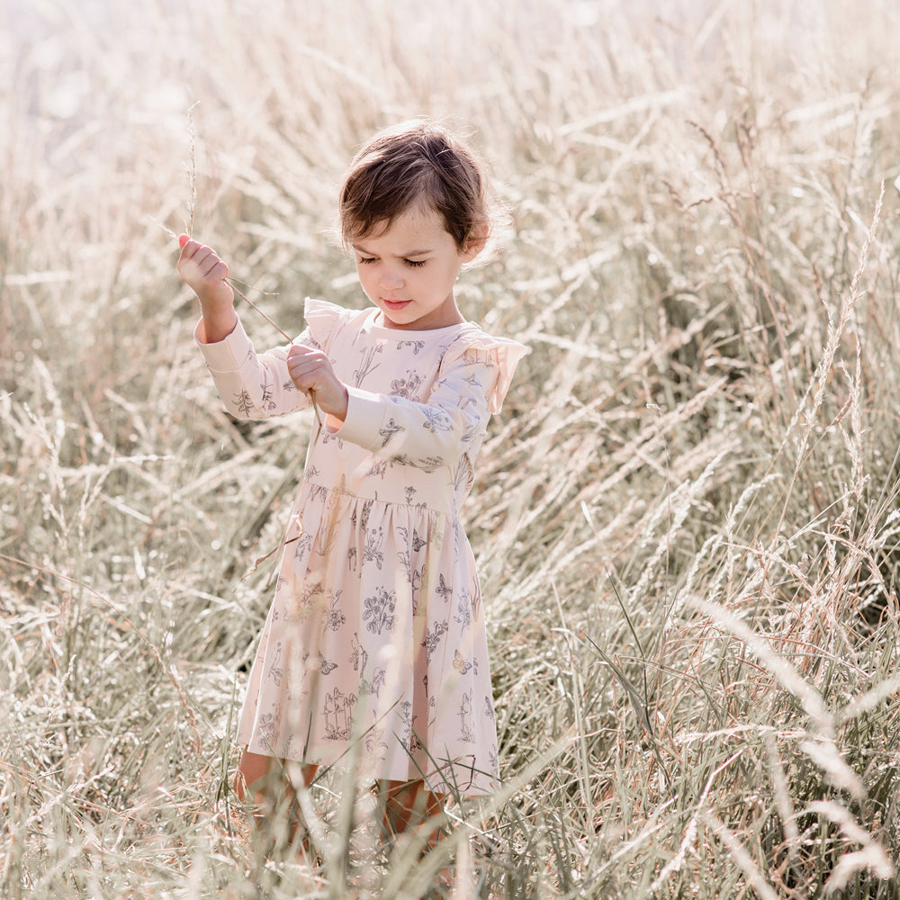 Burrow & Be Long Sleeve Dress Blush Meadow