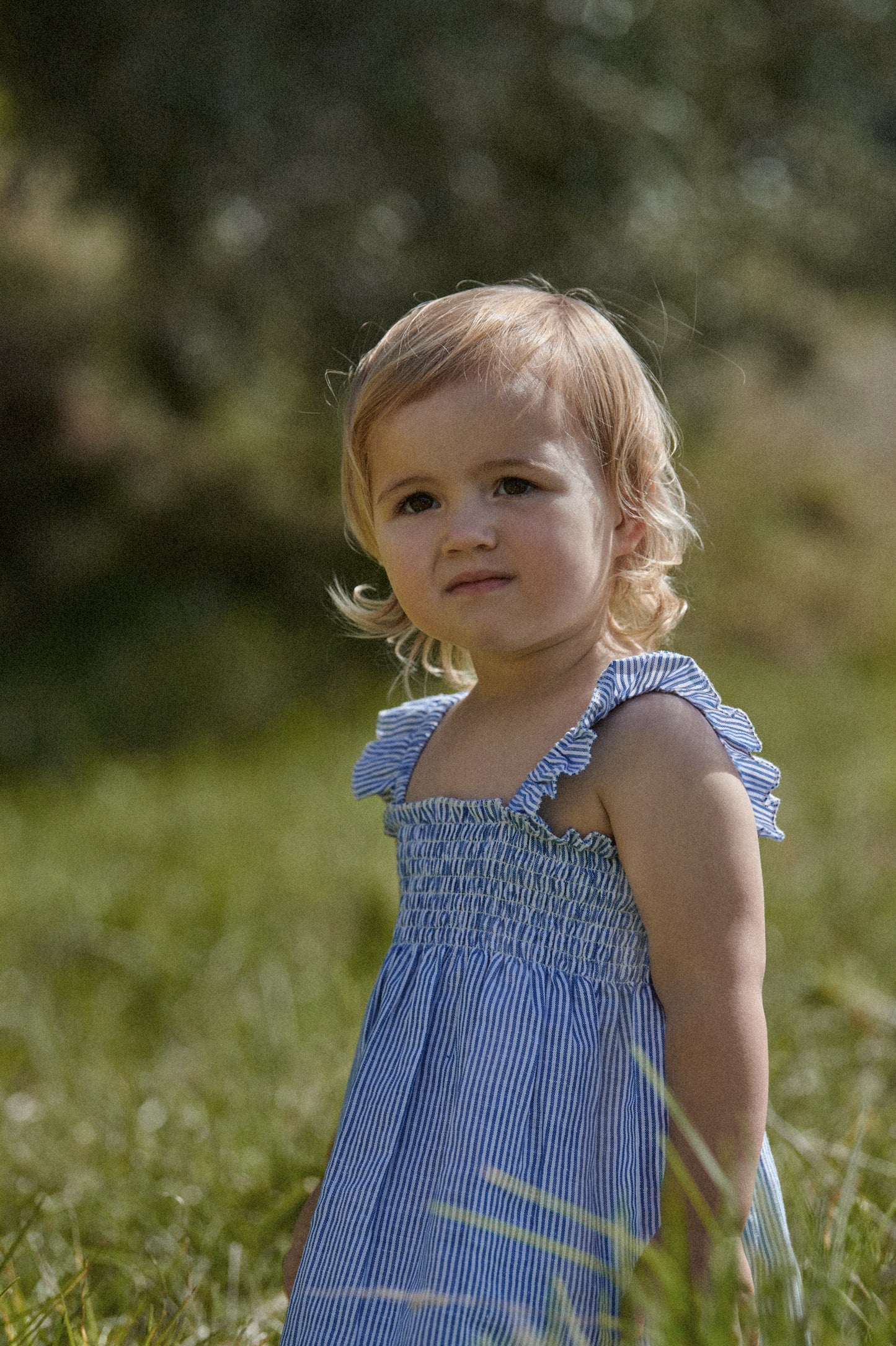 Nature Baby Gala Dress Linen Blue Stripe