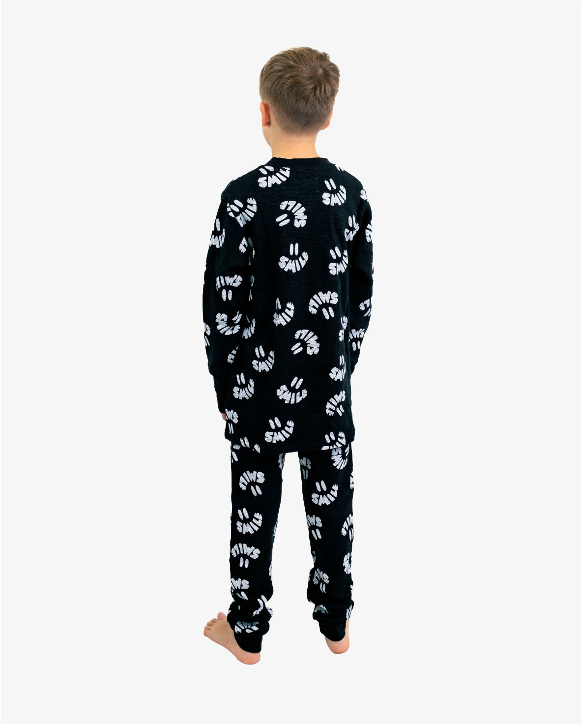 Band of Boys Black Waffle Smile Winter PJs