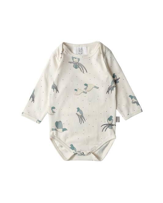 Babu Organic Cotton Long Sleeve Bodysuit Kererū