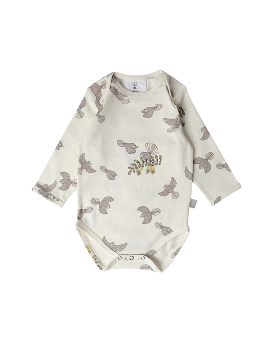 Babu Organic Cotton Long Sleeve Bodysuit Fantail