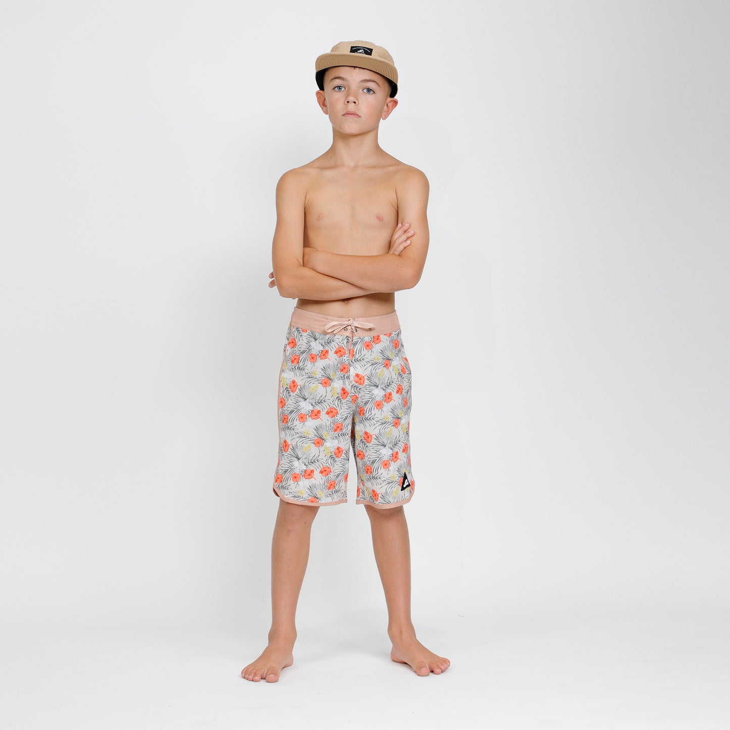 Hello Stranger Tropics Long Board Short Tan Floral