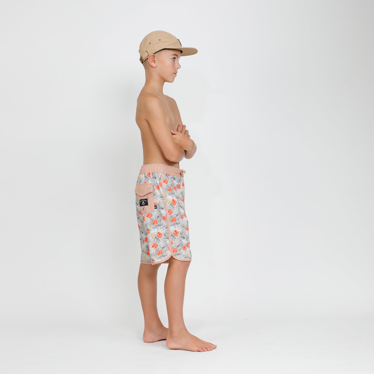 Hello Stranger Tropics Long Board Short Tan Floral