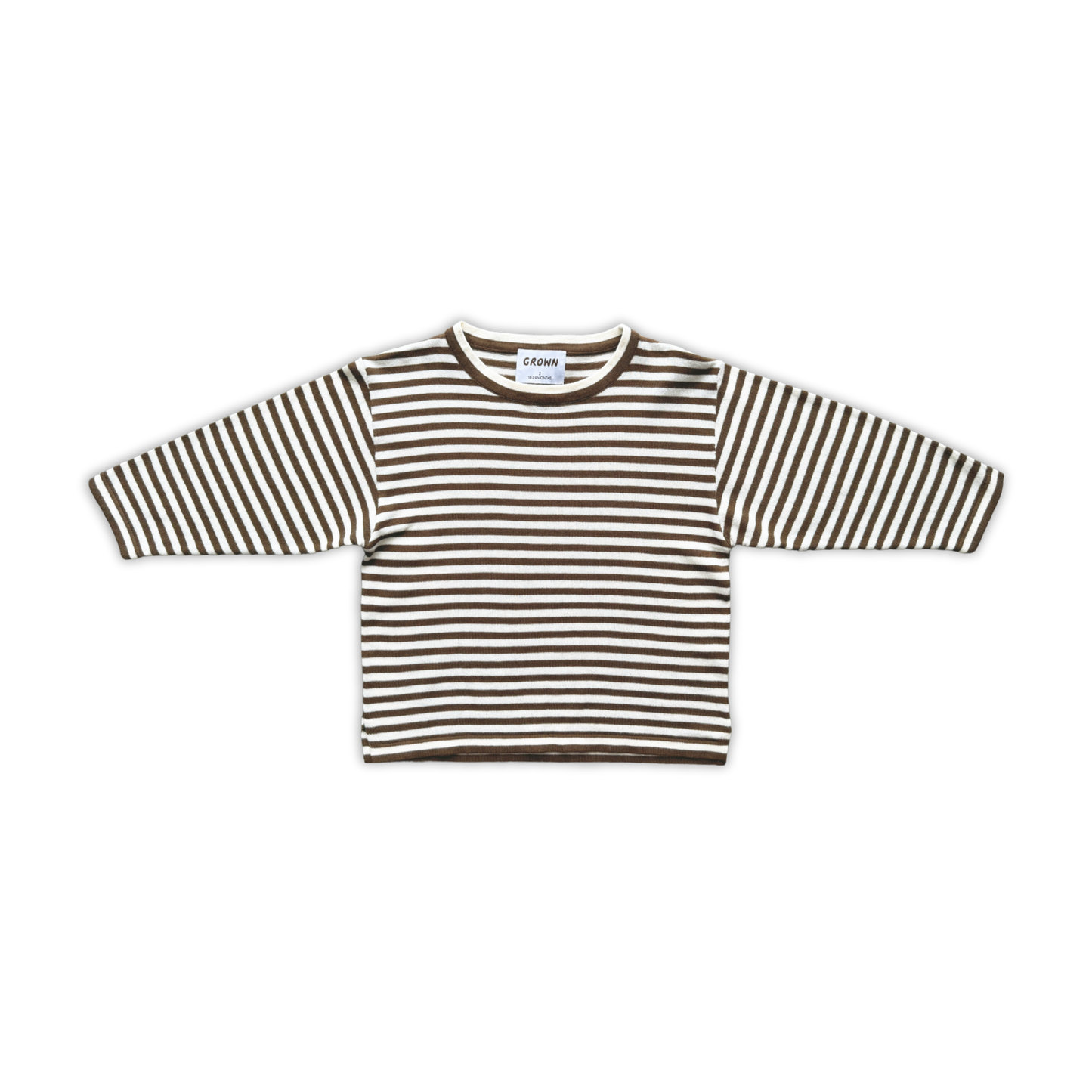 Grown Organic Essential Stripe Long Sleeve Knit Tee Espresso