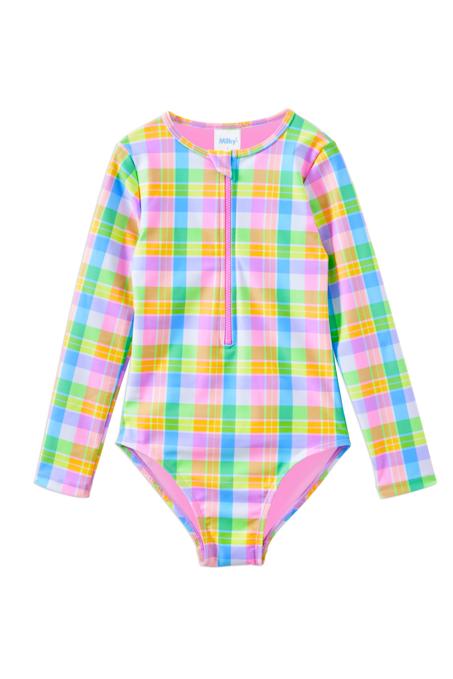 Milky Carnival Check Long Sleeve Swimsuit