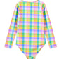 Milky Carnival Check Long Sleeve Swimsuit