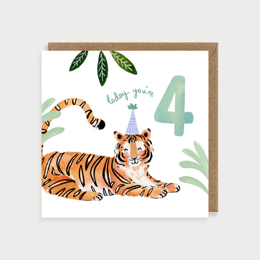 Tiger 4th Birthday Card