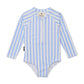 Crywolf Long Sleeve Swimsuit Sky Blue Stripe