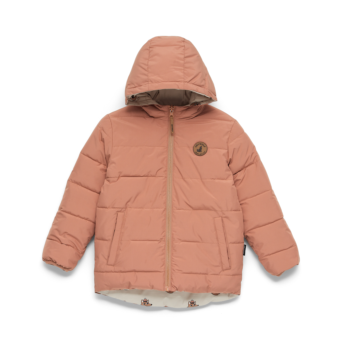 Crywolf Reversible Eco Puffer Terracotta Wolf