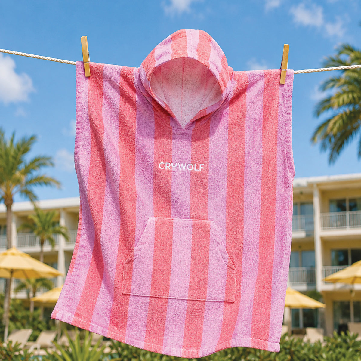 Crywolf Hooded Towel Flamingo Stripe