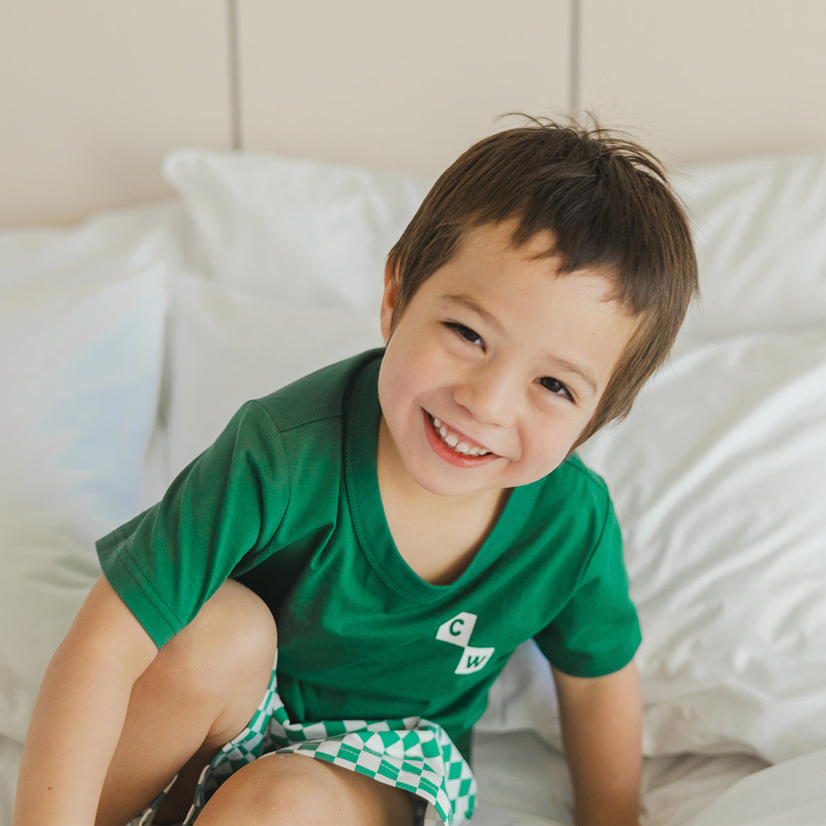 Crywolf Short Sleeve Sleep Set Sea Green Check