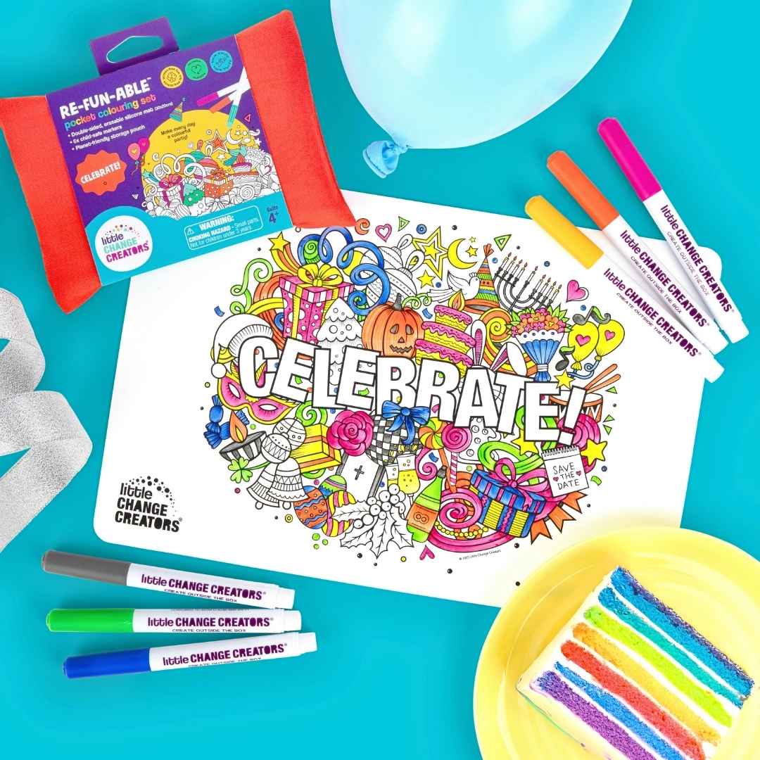Little Change Creators Pocket Reuseable Colouring Set Celebrate