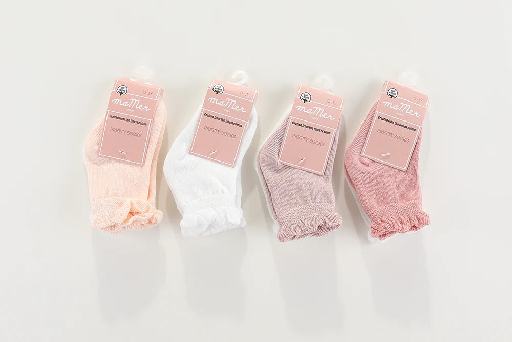 maMer Frilly Crew Socks 2 packs - Mist & White